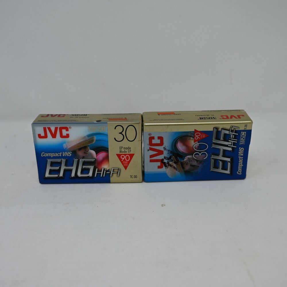 Lot of 2 JVC VHS-C EHG Hi-Fi TC-30 30/90 Min Compact VHS Tapes New